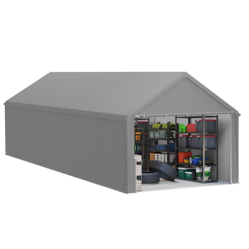 TRMLBE Carport 4x8 m Zeltgarage mit Abnehmbar Seitenwände Produktbild 