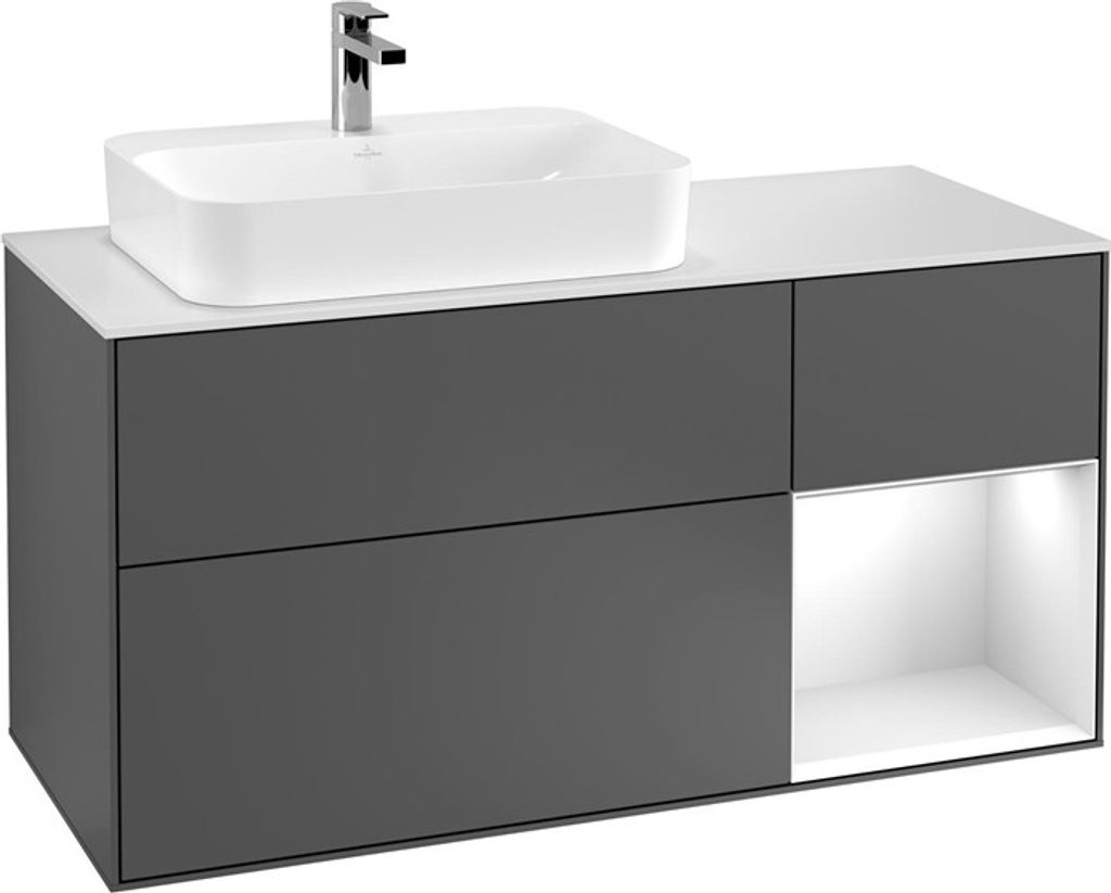 V&B Waschtischunterschrank Wandbeleuchtung Finion 120cm, Pl b m, Rg r bla m Lac, bla m Lac