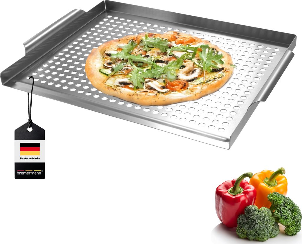 bremermann Grillplatte 39,5 x 3 x 29 cm Edelstahl Grillkorb Grillpfanne