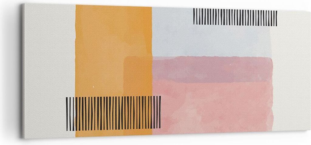 Bild auf Leinwand - Leinwandbild - Einteilig - Aquarell Rechtecke Linien - 100x40cm - Wand Bild - Wanddeko - Wandbilder - Leinwanddruck - Bilder - ...