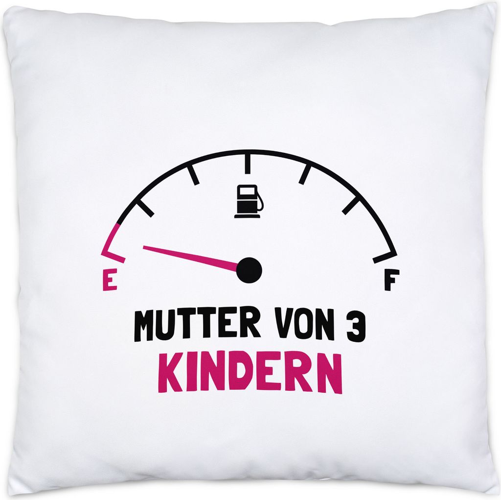 Mutter von 3 Kindern Kissen inkl. Füllung Lustig Energielos Tank ist Leer Spruch Geschenk Dreifache Mutter