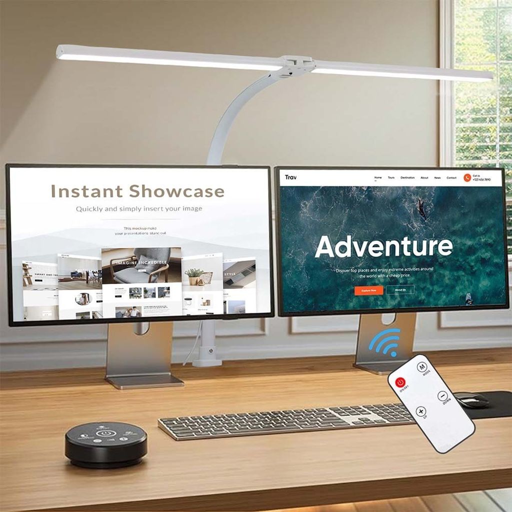 24W Schreibtischlampe Led Klemmbar, 80CM Weiß Monitor Lampe Produktbild 9