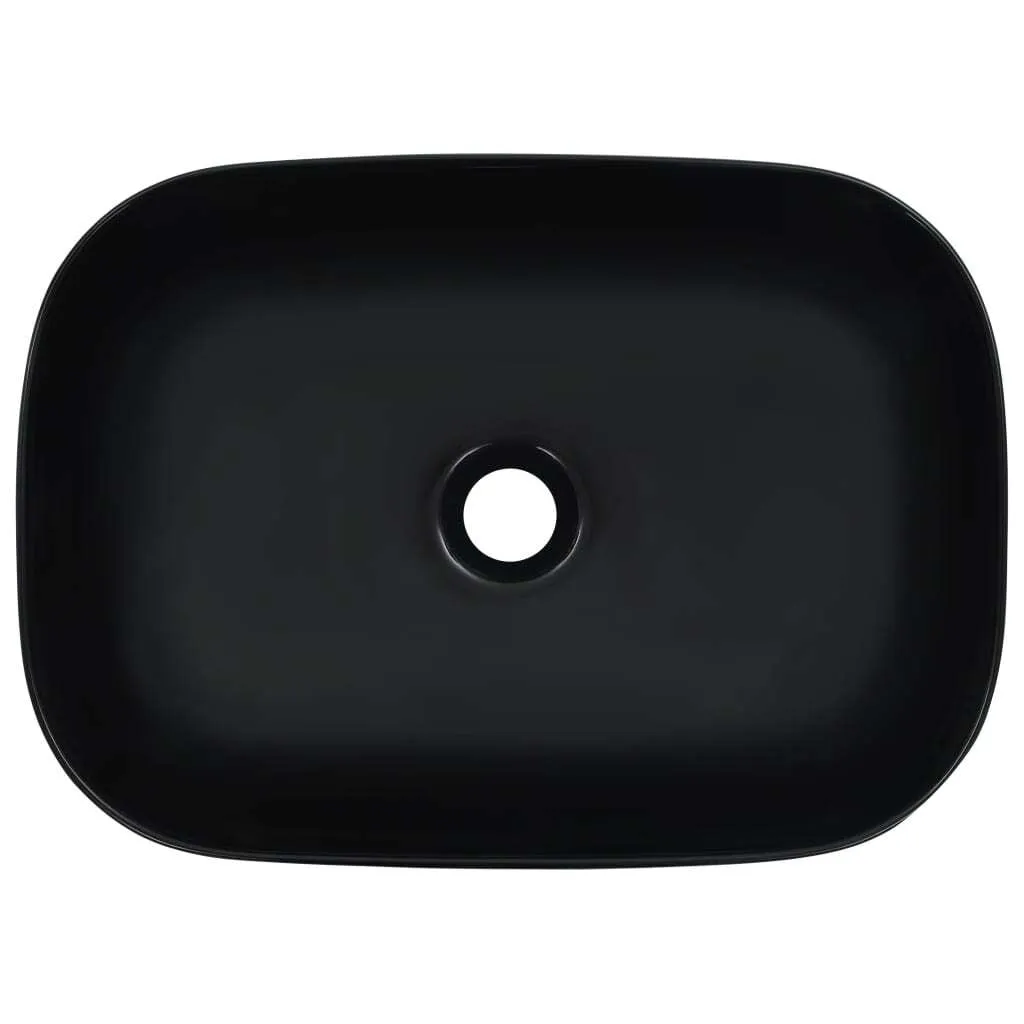 Lavabo vidaXL 45,5 x 32 x 13 cm en céramique noire pour salle de bain - 3