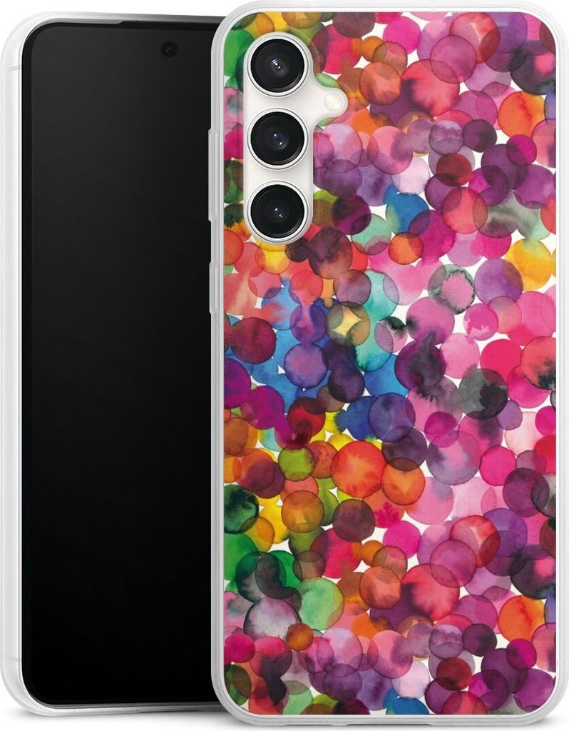 DeinDesign Slim Hülle für Samsung Galaxy S23 FE Silikon Case Ultra Dünn Handyhülle Punkte Wasserfarbe bunt