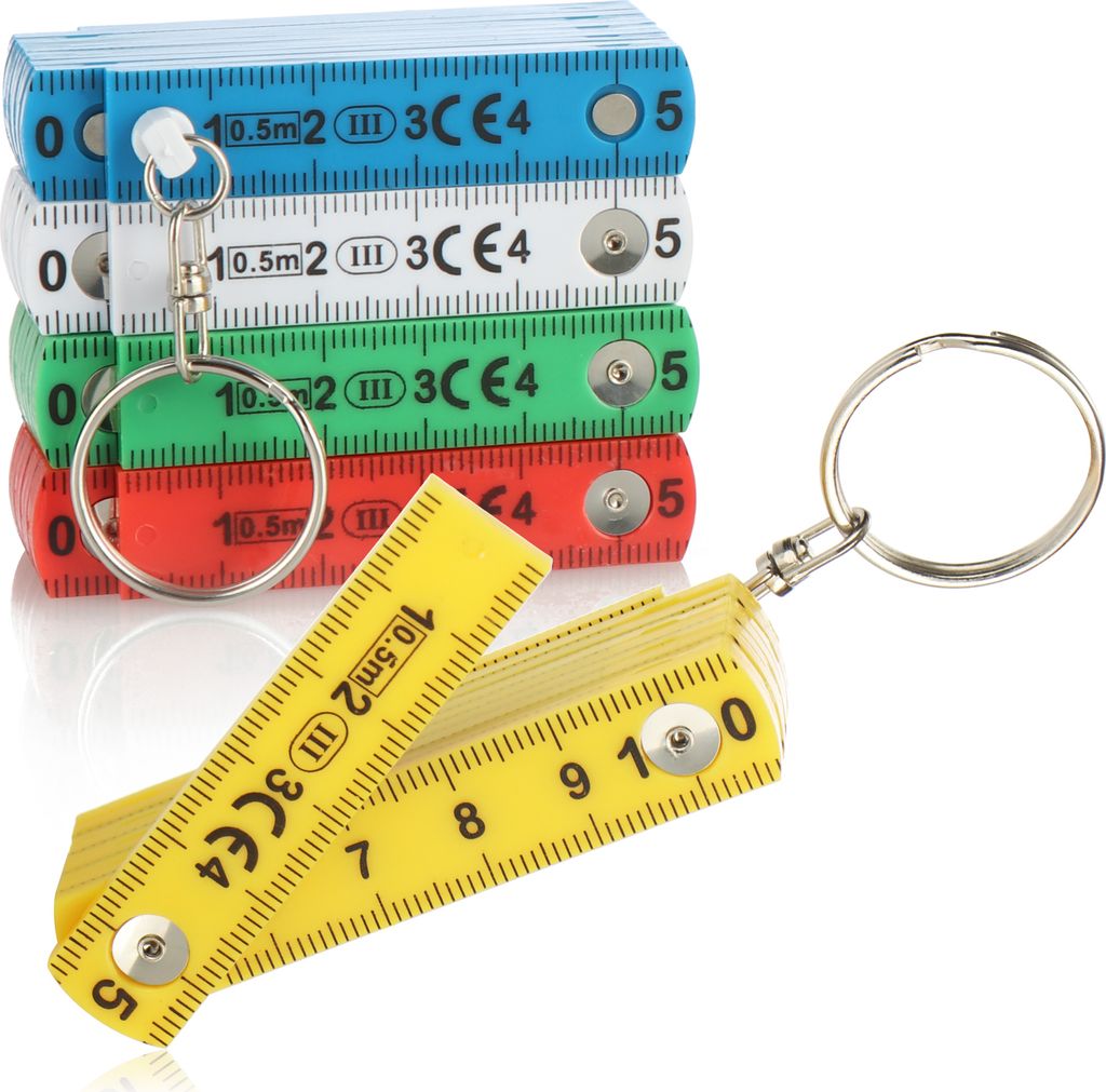 com-four® 5x Mini-Zollstock als Schlüsselanhänger aus Produktbild 