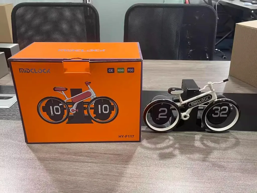 Horloge Flip Clock Vélo - Pendule Mécanique Vintage Noire en Métal