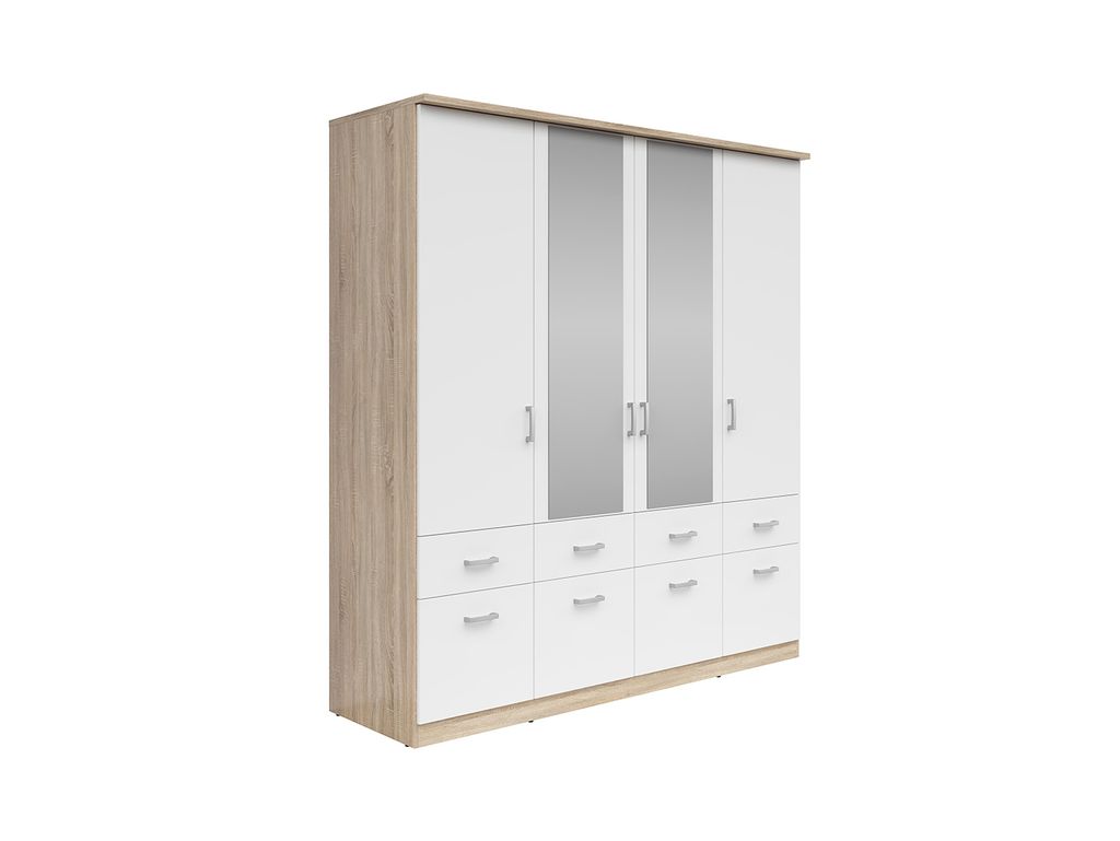 BLACK RED WHITE Kleiderschrank Brando 4 | Kleiderschrank Schrank Garderobe | 58 x 181 x 199 cm, Weiss