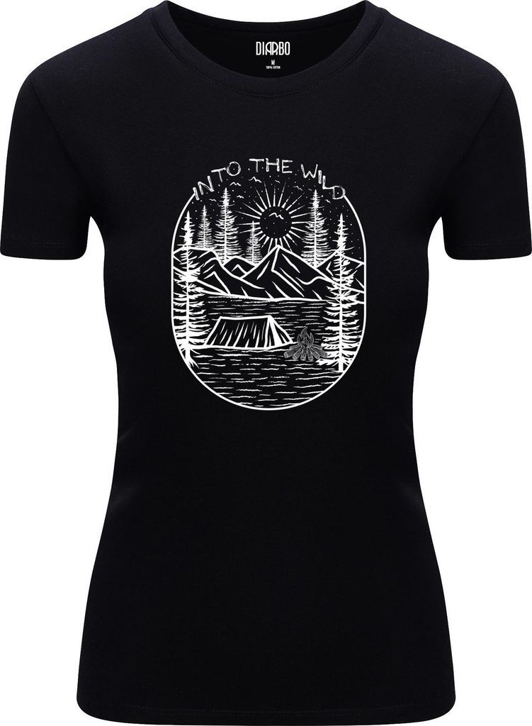 Diarbo Damen T-Shirt mit Naturliebhaber Druck In die Wildnis Schwarz Gr.XL