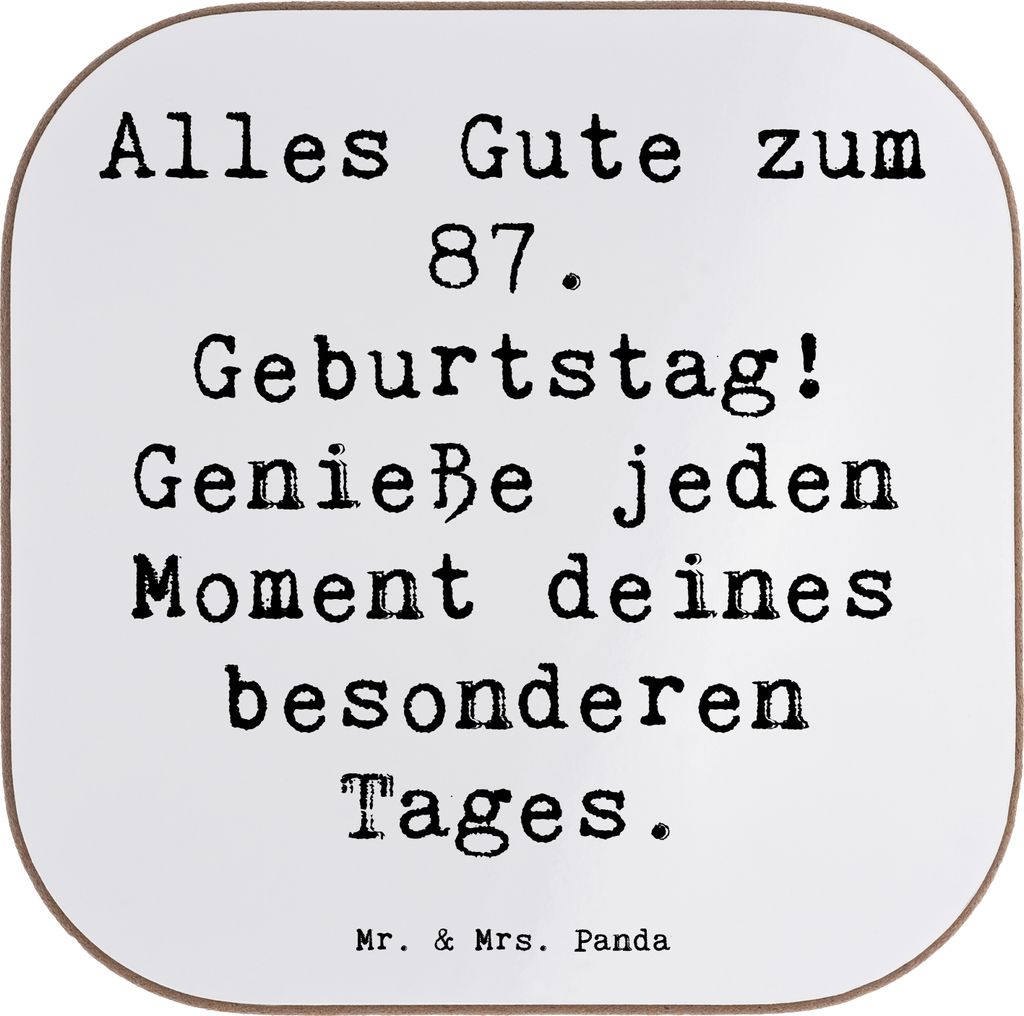 Mr. & Mrs. Panda Tischuntersetzer Spruch 87. Geburtstag - Weiß - Geschenk, Alter, Coaster, Teeuntersetzer, fröhliche Erinnerung, Untersetzer für...