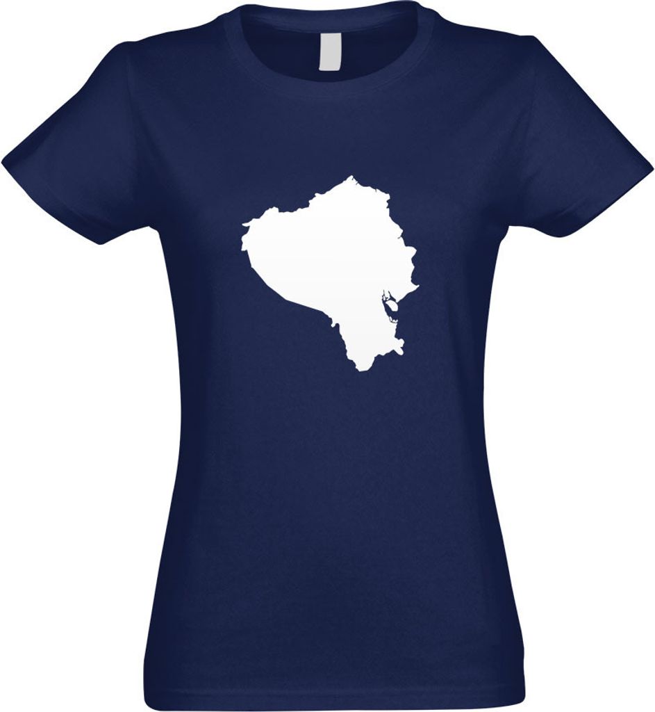 Kiwistar - T-Shirt tailliert - Damen - Navy - Ecuador Umriss Kontur - mit Motiv Bedruckt - Funshirt Design - Sport - Freizeit - Damen - XXL