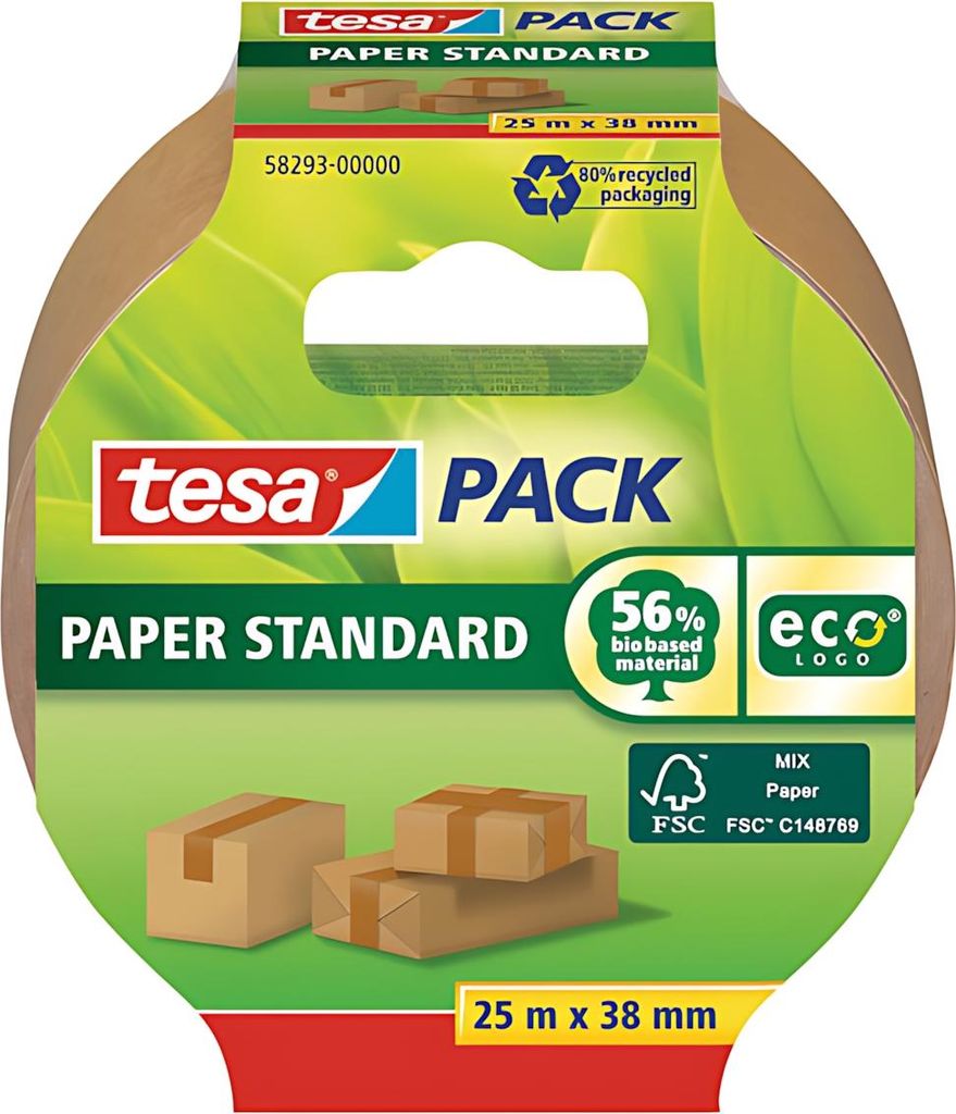 tesapack PAPER ecoLogo Verpackungsklebeband 38 mm x 25 m braun