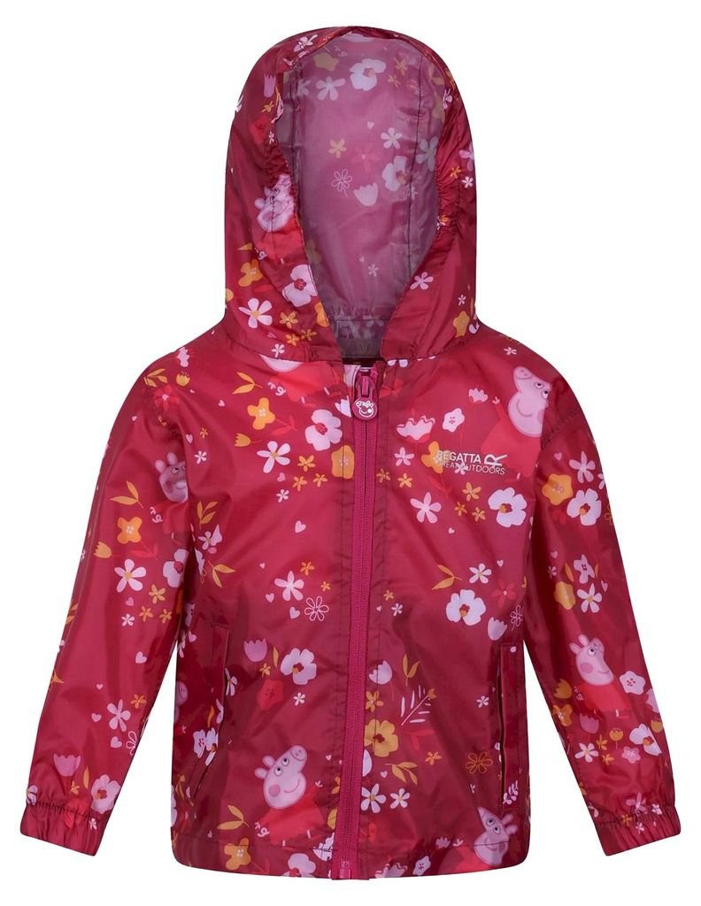 Regatta - "Floral" Jacke, wasserfest Zum Falten für Kinder RG8239 (80) (Beeren Pink /Herbstfarben)