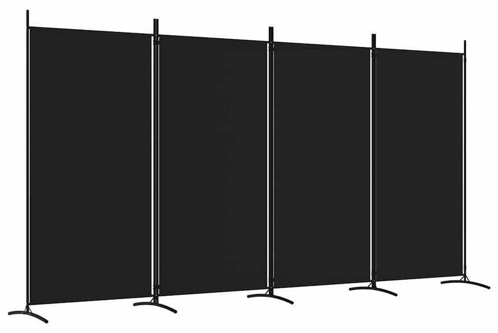vidaXL 4-tlg. Paravent Schwarz 346x180 cm Stoff