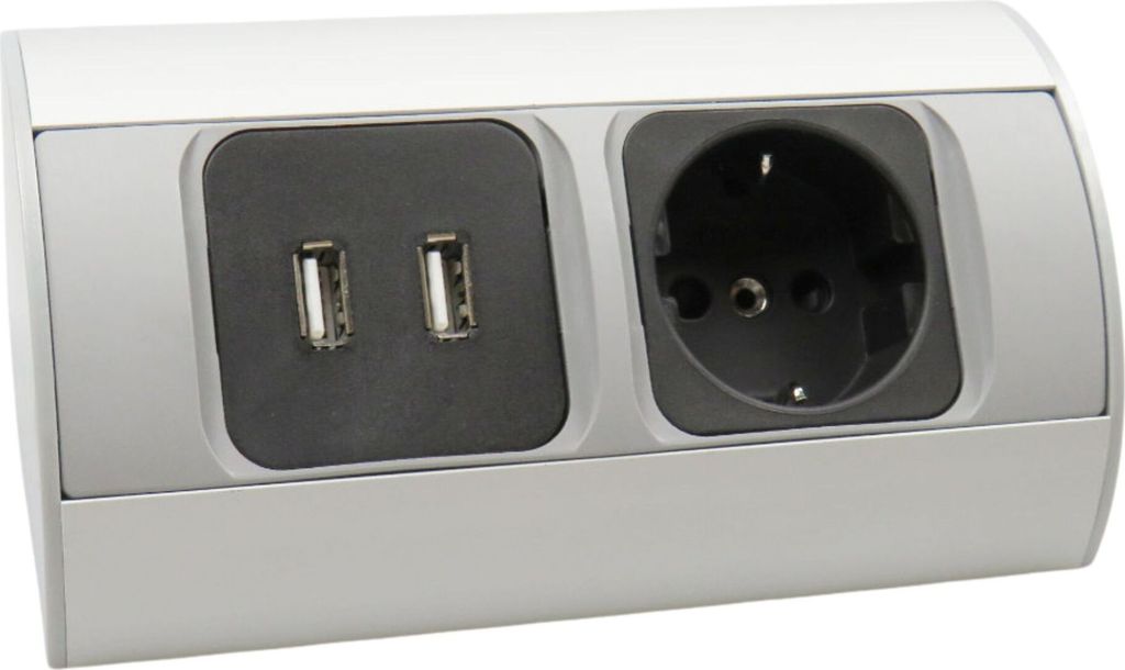 kalb | 2-fach Ecksteckdosenleiste, 1x 230V Steckdose & 2x USB Anschluss