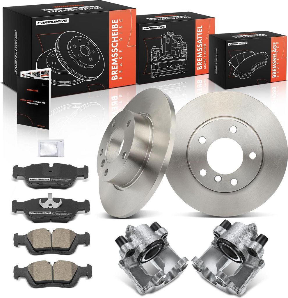 Frankberg 2x Bremssattel+2x Bremsscheiben+4x Bremsbeläge Vorne für BMW 3er Compact Z3 Roadster E36