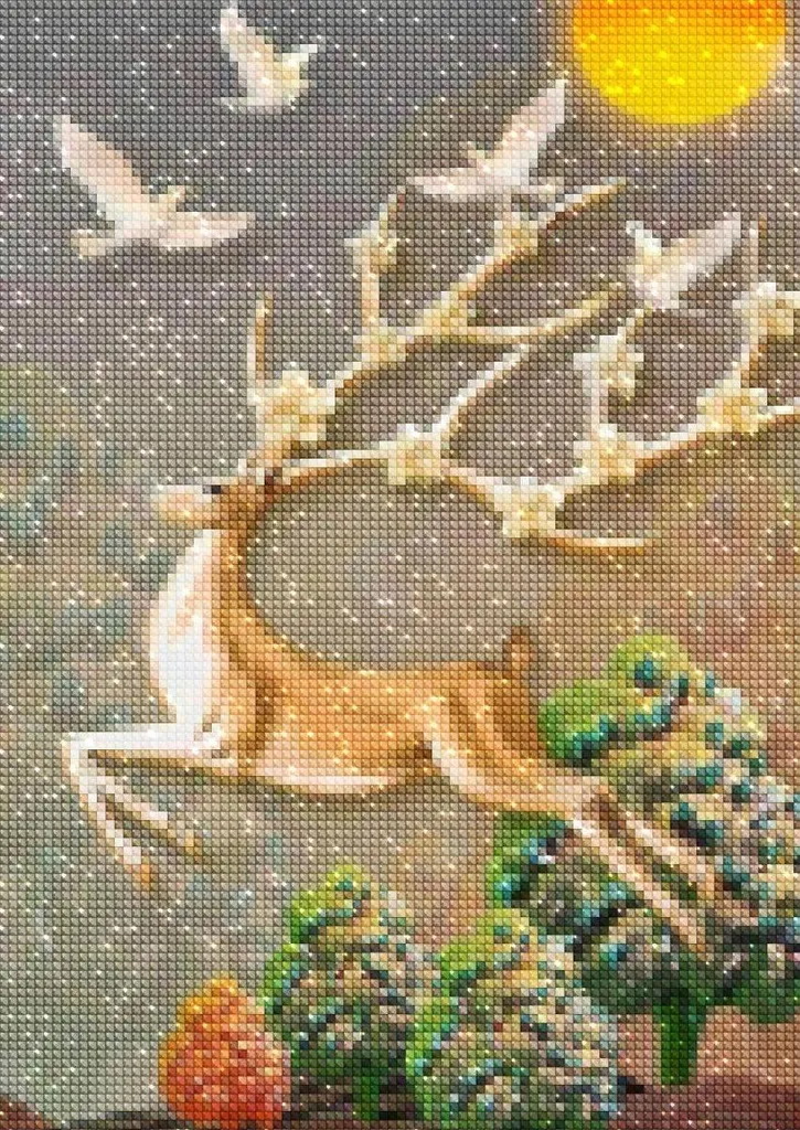 Broderie diamants Cerf fier 30x40 cm avec strass brillants haute qualité