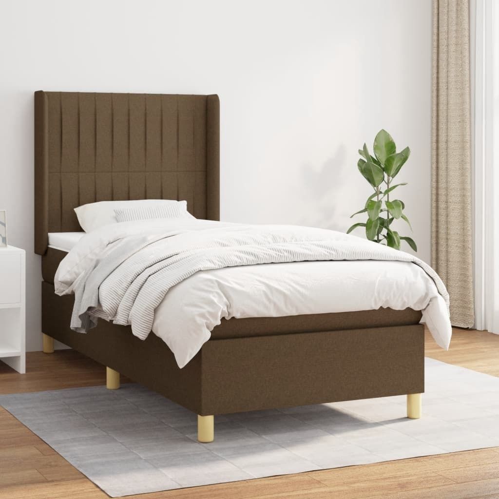 The Living Store Boxspringbett mit Matratze Dunkelbraun 80x200 cm Stoff