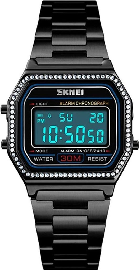 SKMEI Juliet Digitale Damenarmbanduhr - Schwarz, Stoßfest und Mit LED-Display KP23797