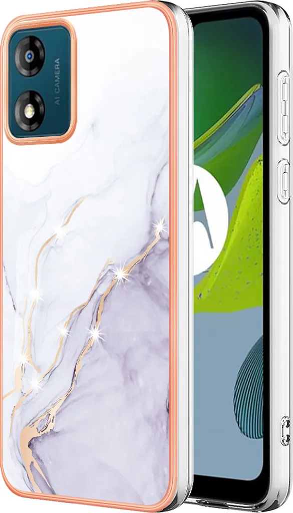 Cover Motorola Moto E13 Marmo Bianco - Custodia Sottile Antiurto TPU