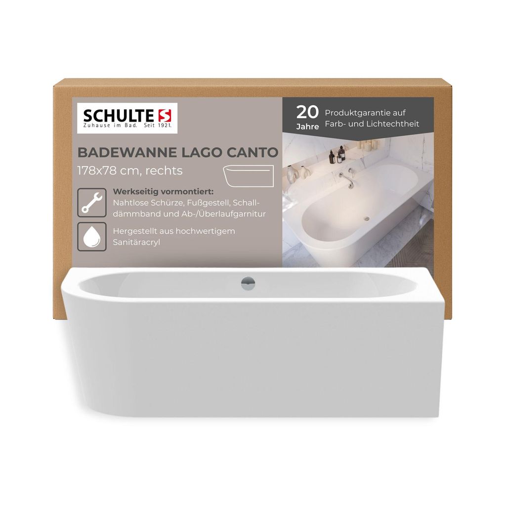 A product box for a bathtub, with the bathtub partially visible below.