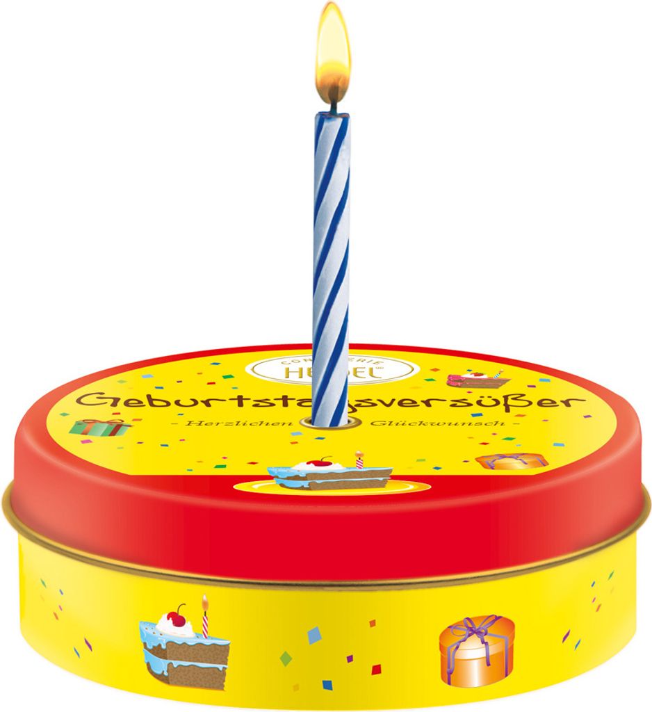 Heidel Geburtstagsversüßer Geschenkdose mit Kerze zum Produktbild 