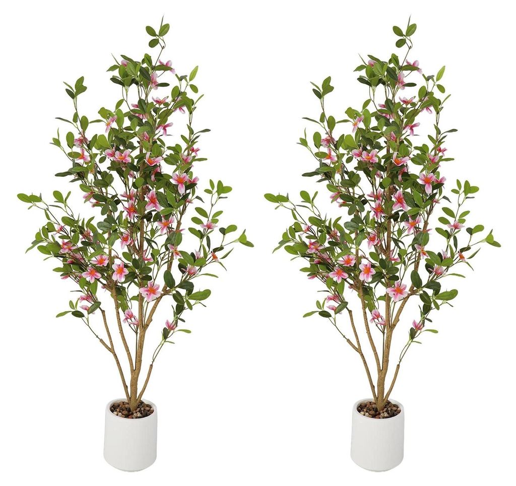 Wisteria - Kunstbaum - 120 cm hoch - Naturgetreue Blätter - Realistischer Stamm - Polyester - Für Außenbereich - Dunkelrosa