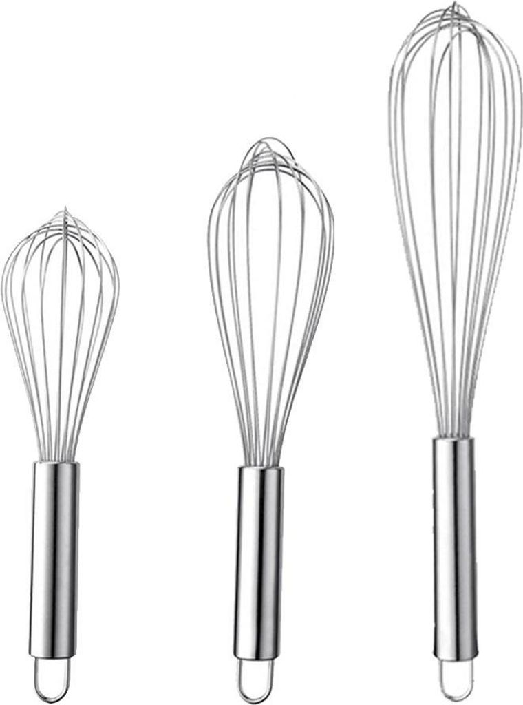 3er-Pack Edelstahl-Schneebesen zum Mixen, Schlagen, Rühren und Verquirlen, Ballon-Schneebesen-Set