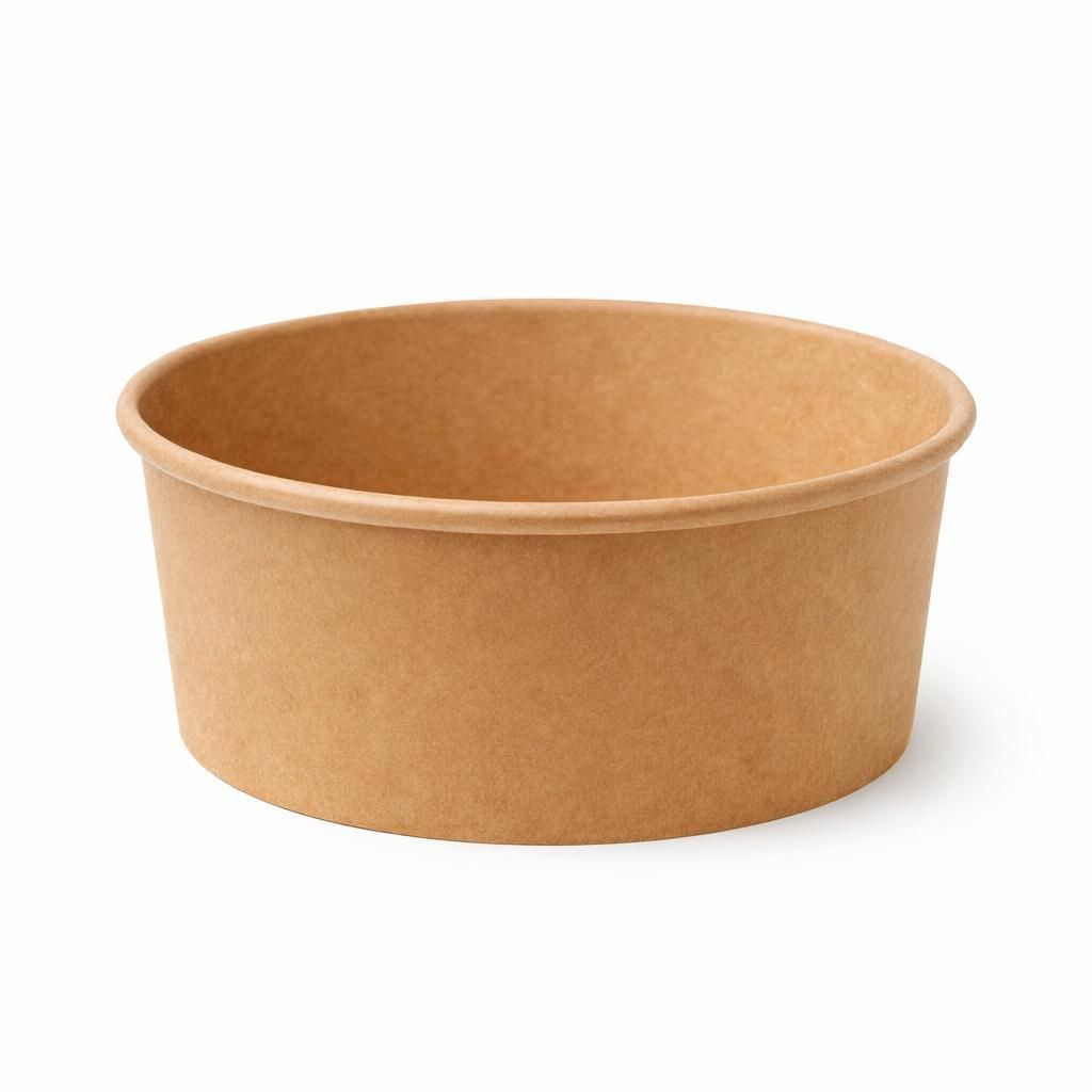 RyanPack Salatschalen, Pappe rund 500 ml Ø 14,5 cm, Höhe 4,6 cm, braun – 50 Stück