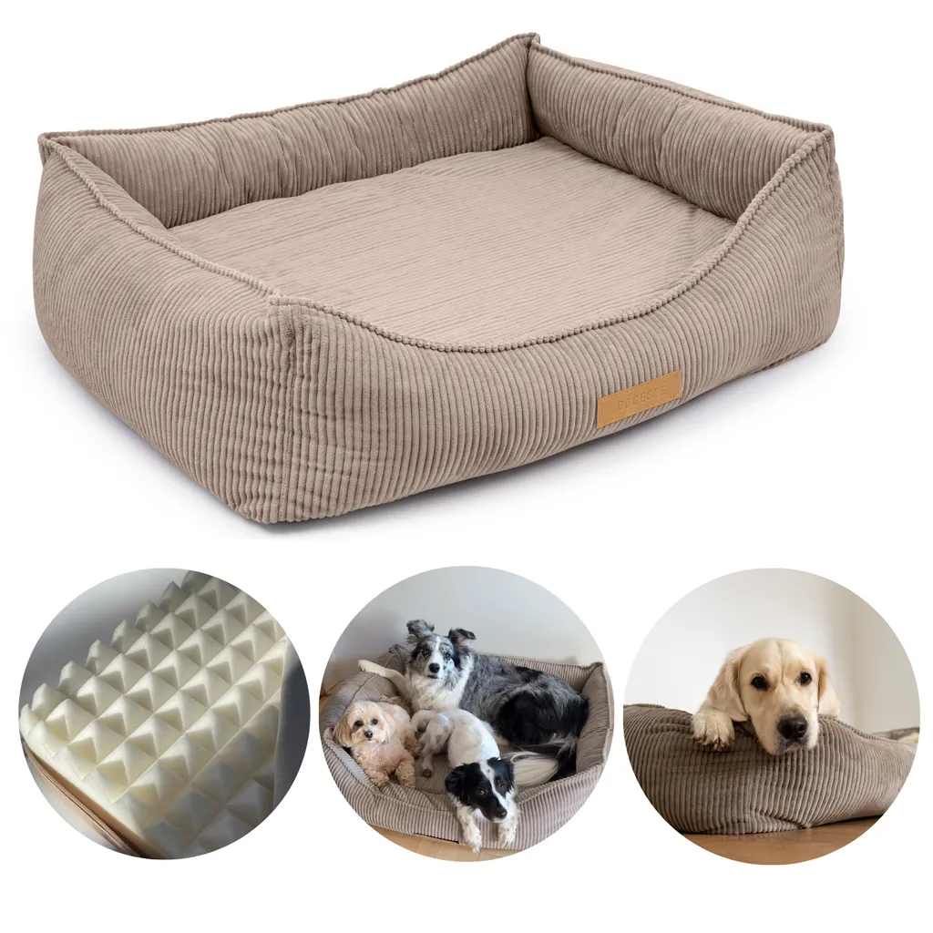 Panier orthopédique XXL pour grand chien 110x90 cm Dogeste FLEX beige