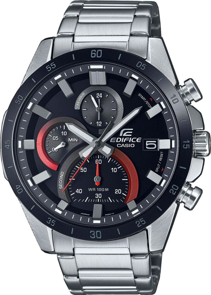 A close-up studio shot of a Casio Edifice men's watch.