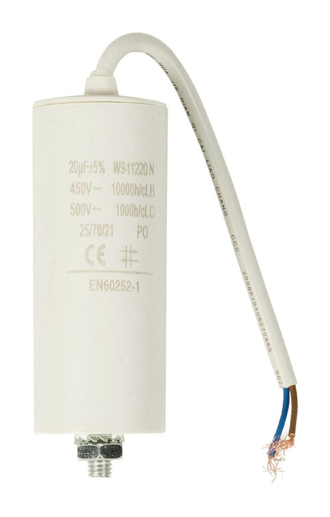 Kondensator Motorkondensator Anlaufkondensator Arbeitskondensator mit Kabel 450V 20 μF