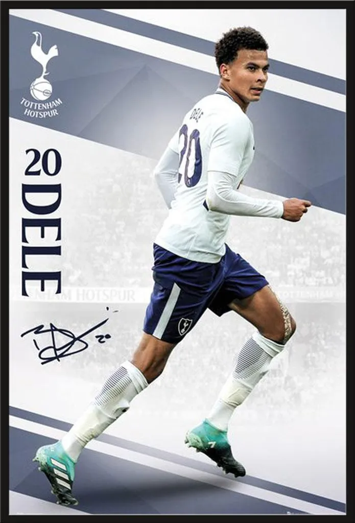 Poster Tottenham Alli 17/18 avec Cadre Noir Shinsuke - Idée Cadeau Foot