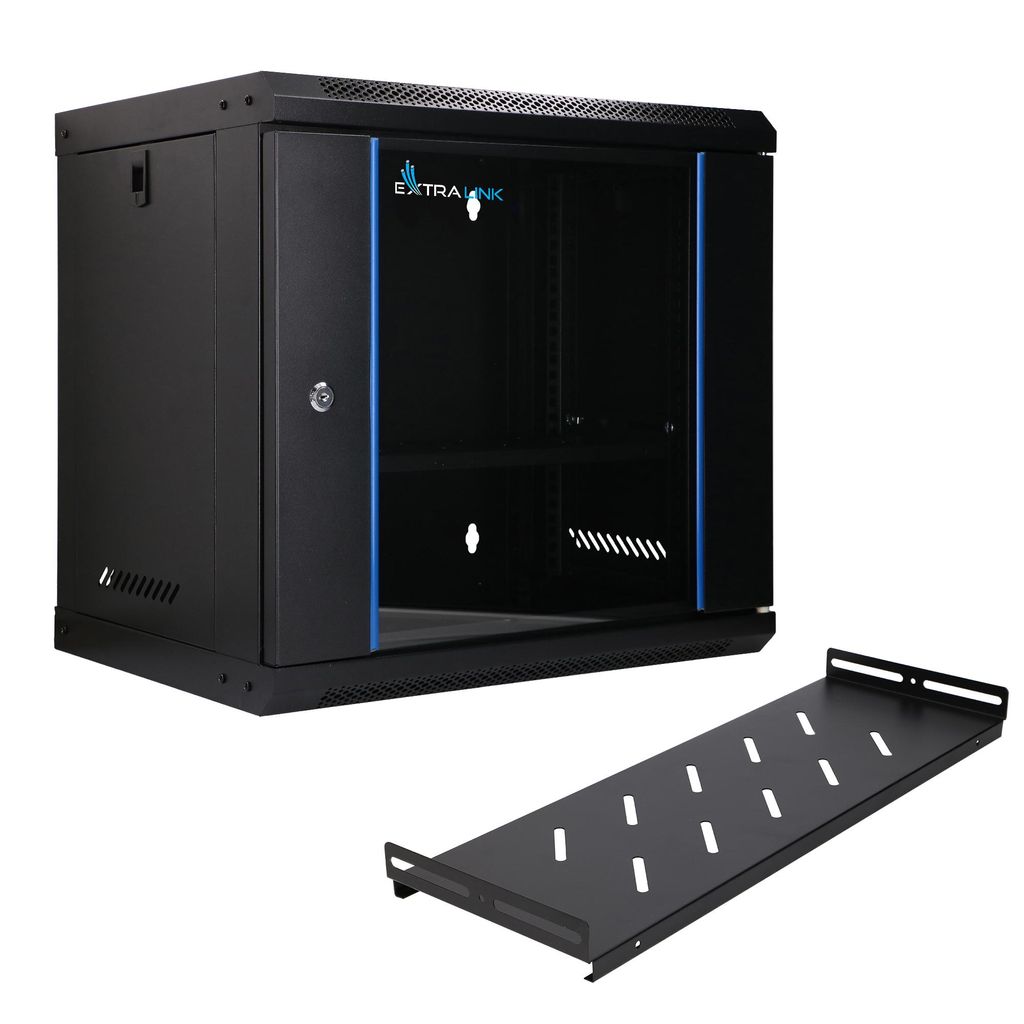 Extralink 19" 9U Armoire Rack Murale, 530 × 400 mm, Noire, Image du produit 