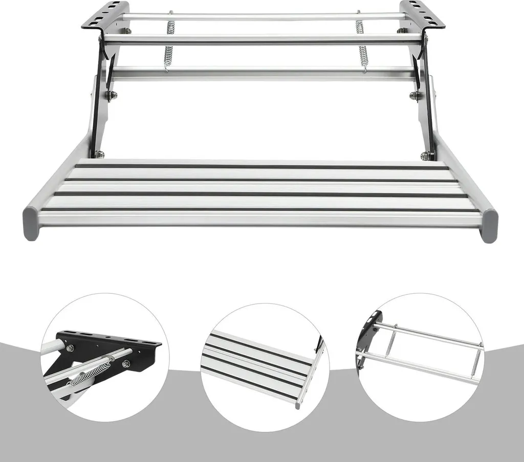 Marchepied aluminium robuste 150 kg - Large plateforme 54x61 cm Gris