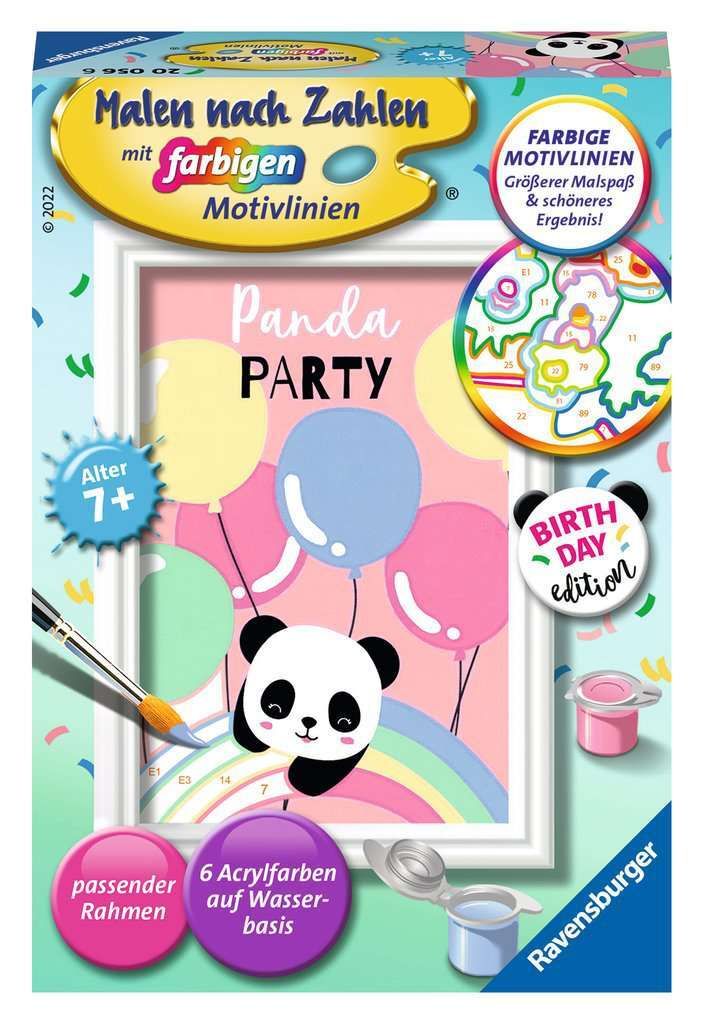 Ravensburger Malen nach Zahlen 20056 - Panda Party - Kinder ab 7 Jahren