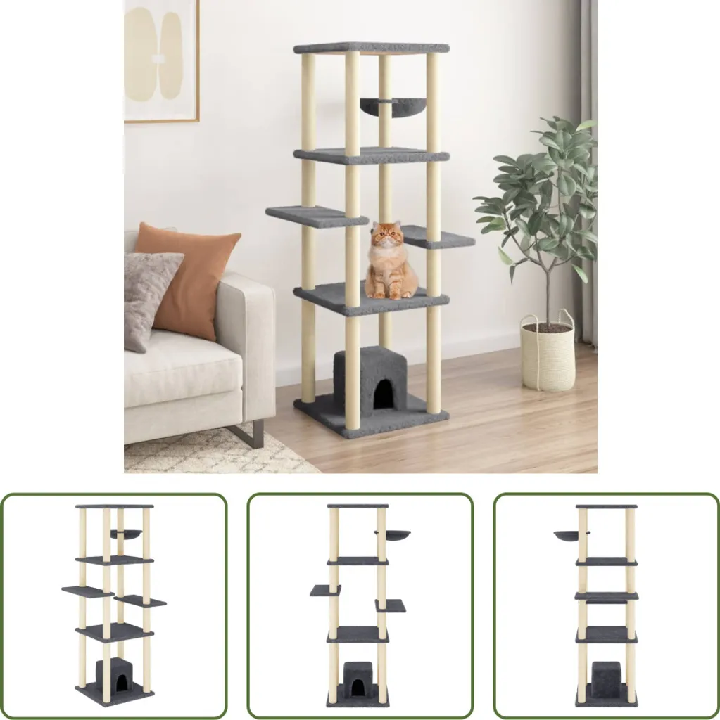 Offerta Albero Gatti 154 cm Tiragraffi Sisal e Peluche - The Living Store