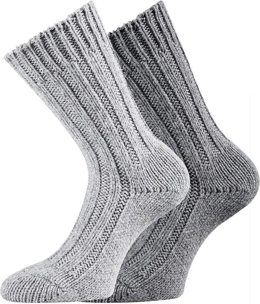 TippTexx 24 2 Paar superweiche Wollsocken mit Alpakawolle für Damen und Herren, Hellgrau-Grau, Größe 39-42
