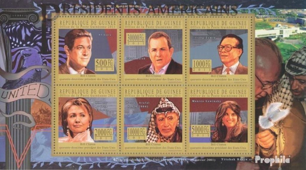 Briefmarken Guinea 2011 Mi 8158-8163 Kleinbogen (kompl. Ausgabe) postfrisch Der Präsident der USA, Calvin Coolidge