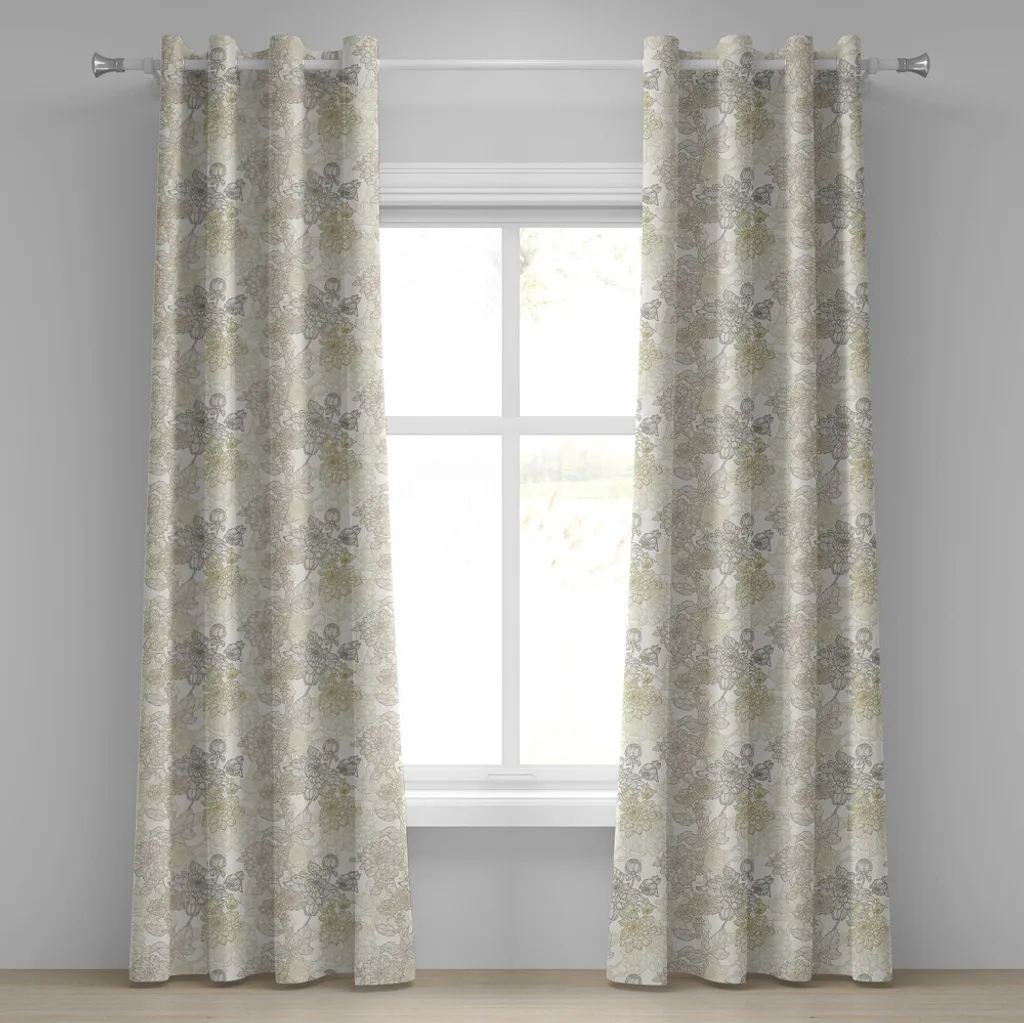 Rideau de salon vintage beige motif fleurs pour ambiance cosy 280x245