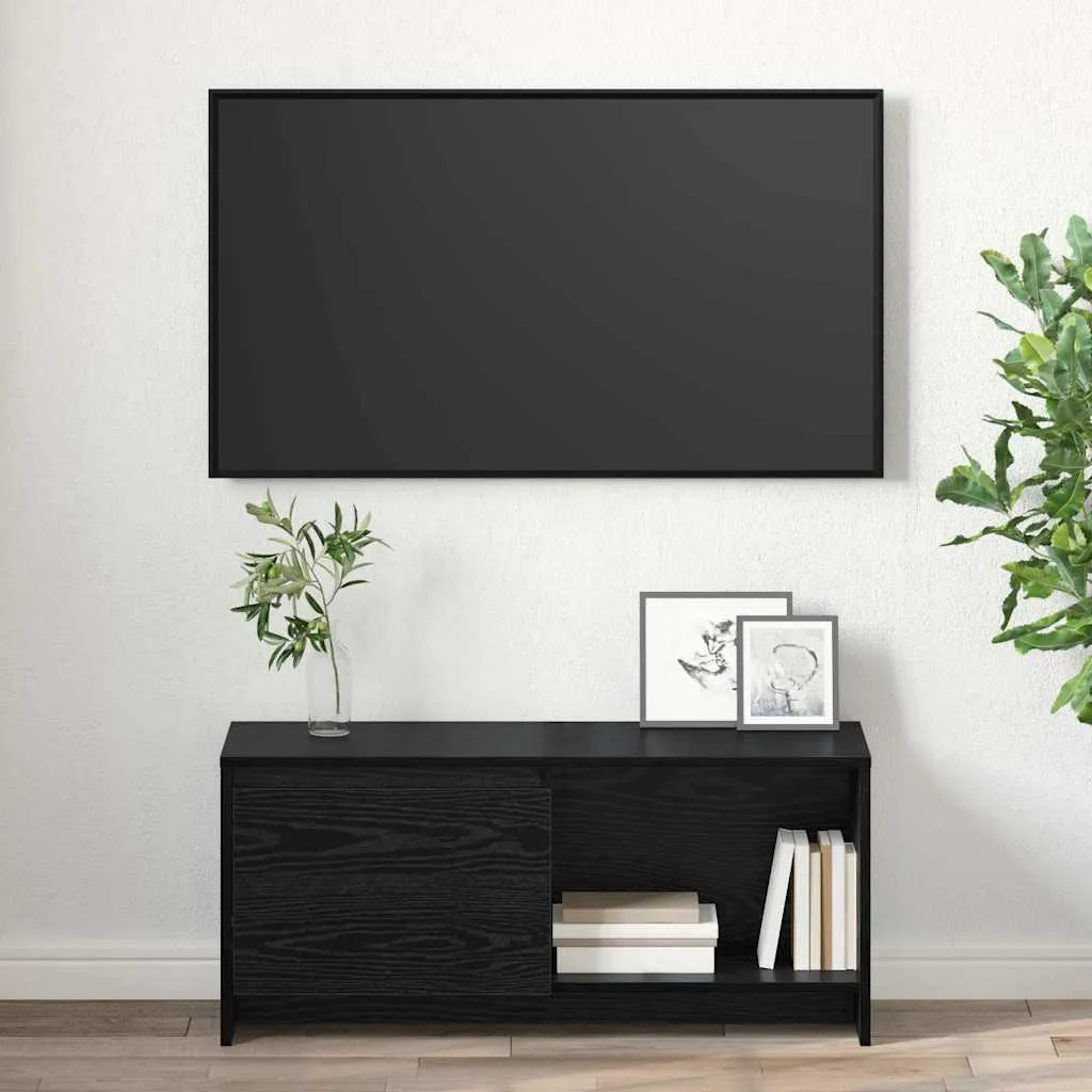 Maison Exclusive - Mobile TV da parete effetto rovere nero 90 x 35 x 40 cm - 4