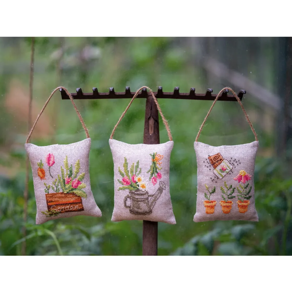Coussins Décoratifs à Broder Jardin I Set de 3 Point de Croix 11x13 - 7