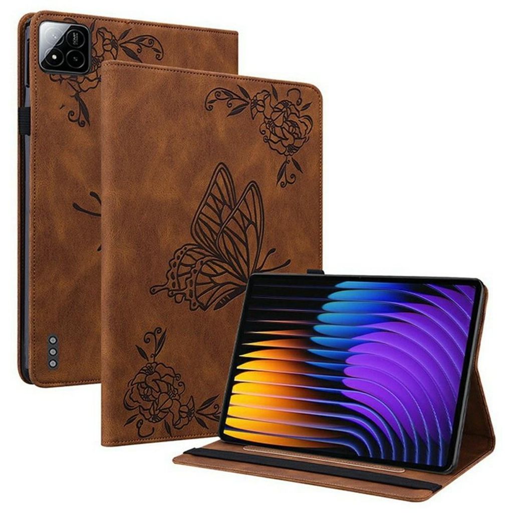 Xiaomi Pad 7 (Pro) / Pad 8 (Pro) Hülle - Coverup Schmetterlinge Klapphülle - Braun