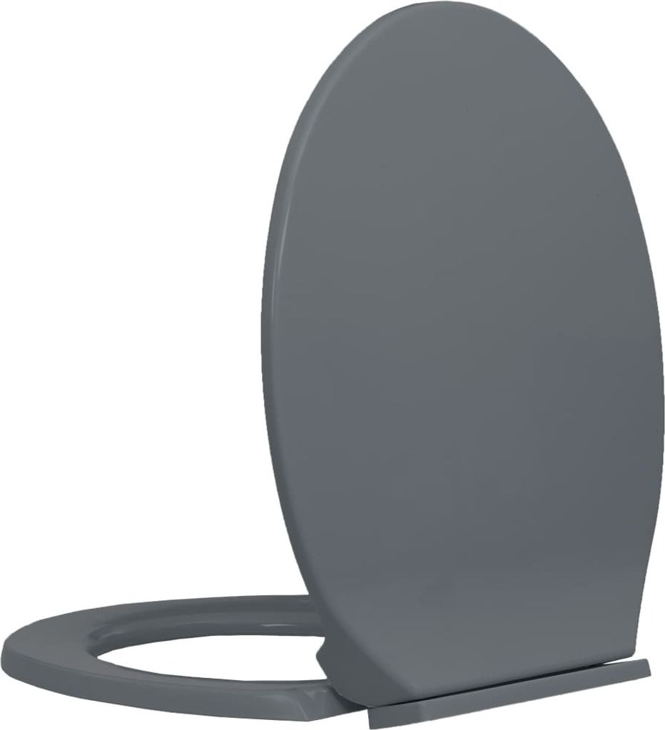 vidaXL Toilettensitz mit Absenkautomatik Grau Oval Produktbild 2