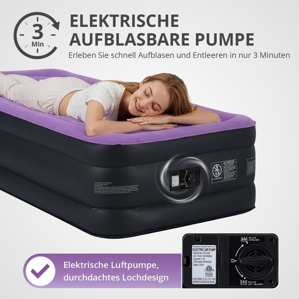 LEADZM Luftmatratze mit eingebauter Pumpe,190 x 99 x 45CM