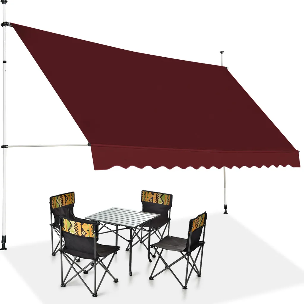 Tenda da Sole Costway 350 cm Rosso Vino | Goditi il Balcone in Famiglia