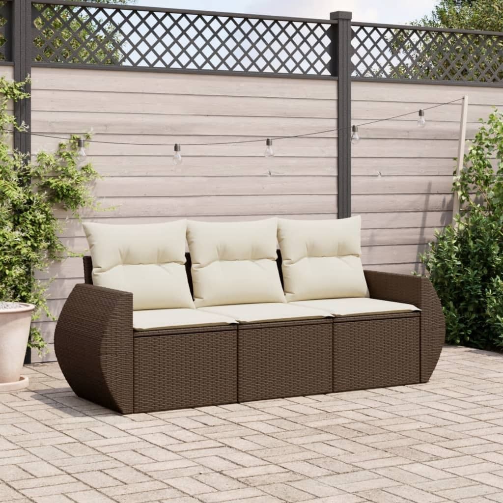 Maison Exclusive - 3-tlg. Garten-Sofagarnitur mit Kissen Braun Poly Rattan