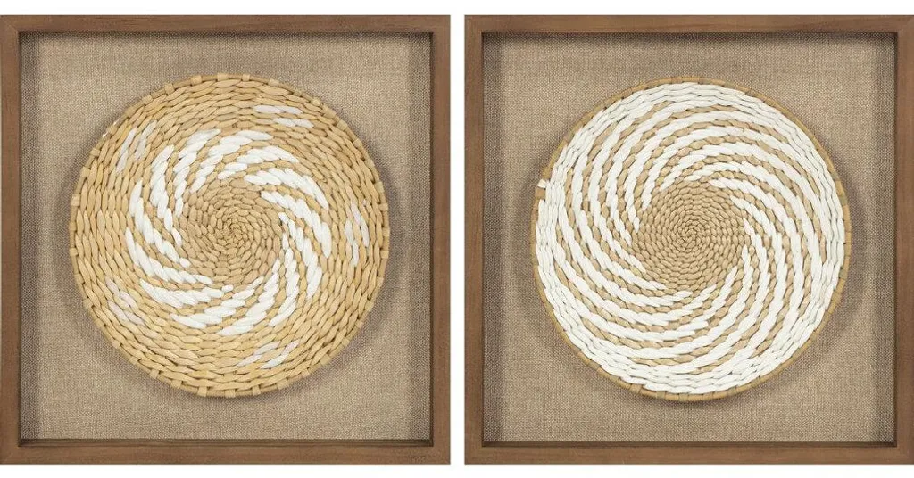 Tableau 3D Home ESPRIT Jute Pin 35x35 cm - Décoration Murale Naturelle