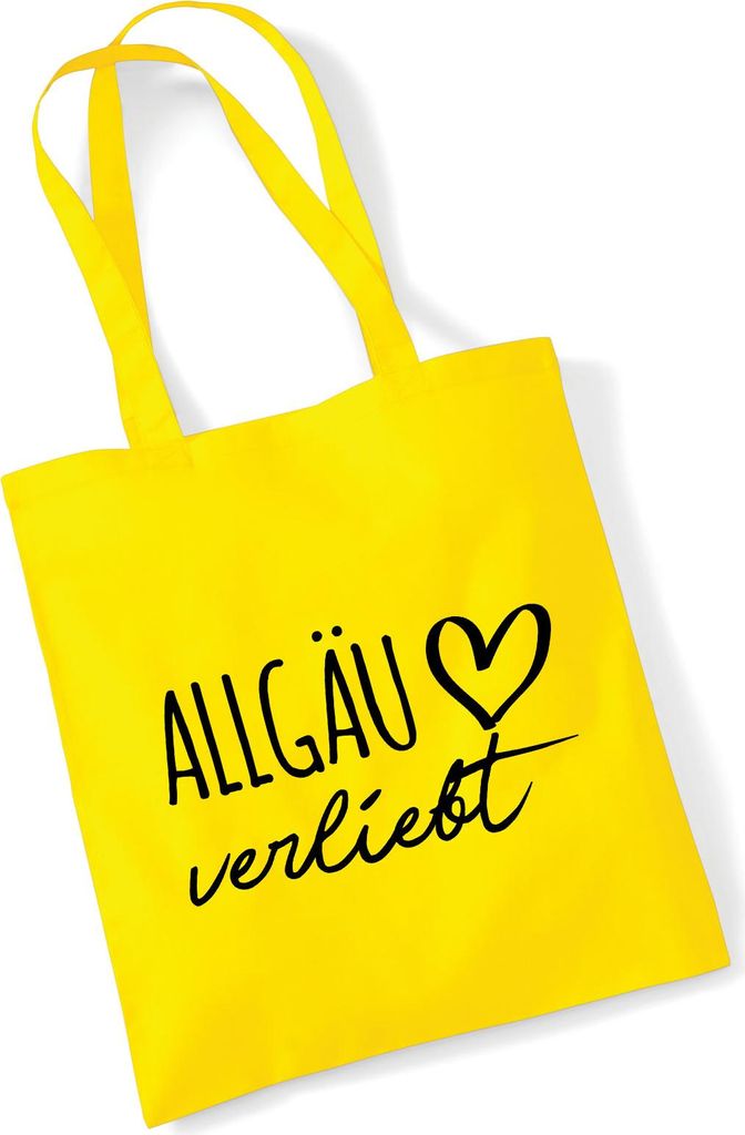 Huuraa Jutebeutel Allgäu verliebt 10 Liter Yellow Baumwolle Tasche Geschenkidee