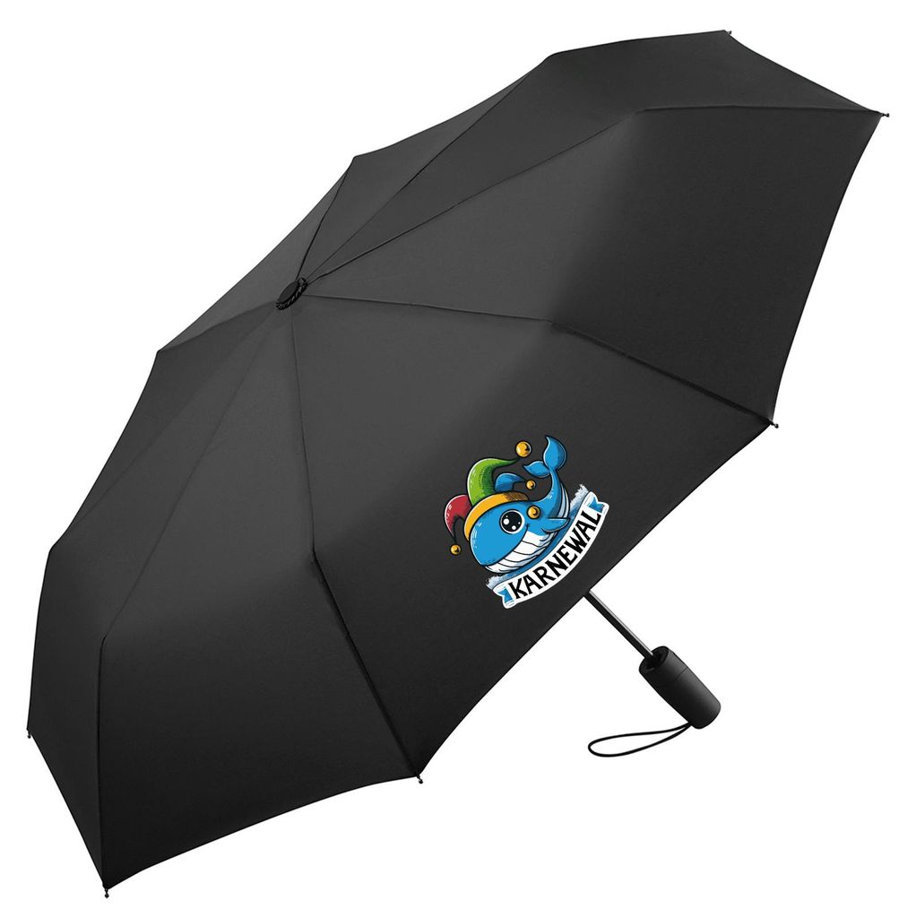 Huuraa Regenschirm Karnewal Karneval Wal 98cm Schwarz Sturmfest Taschenschirm Geschenkidee