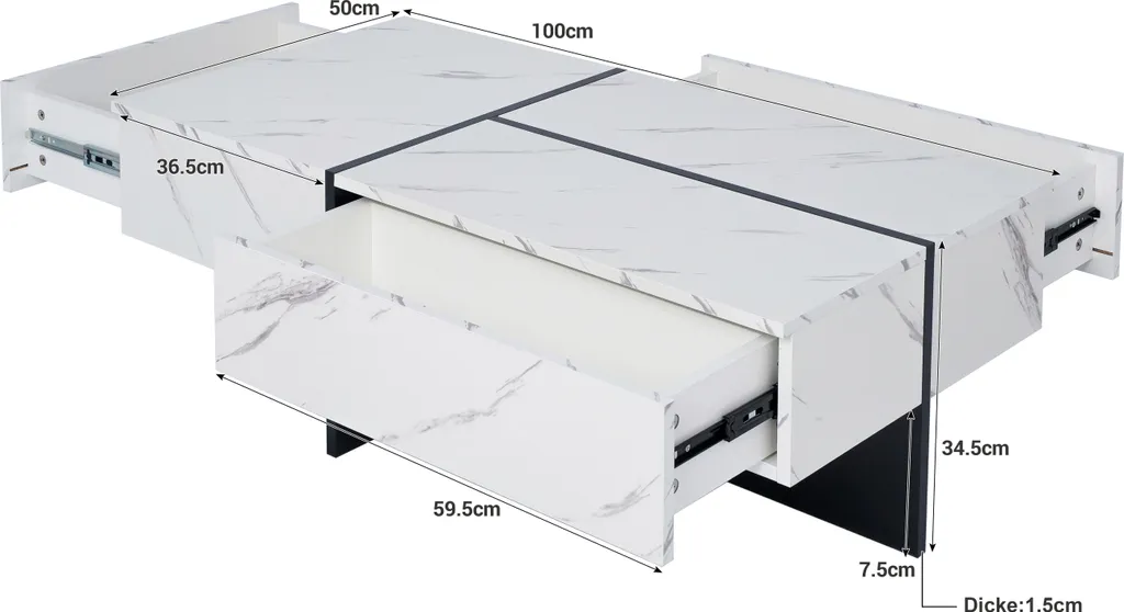Table Basse LED Multicolore avec Tiroirs Pratiques - Design Blanc MDF - 4